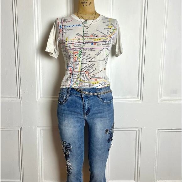 MTA NYC Vintage white tee with original subway line map, used condition size s - Picture 3 of 6